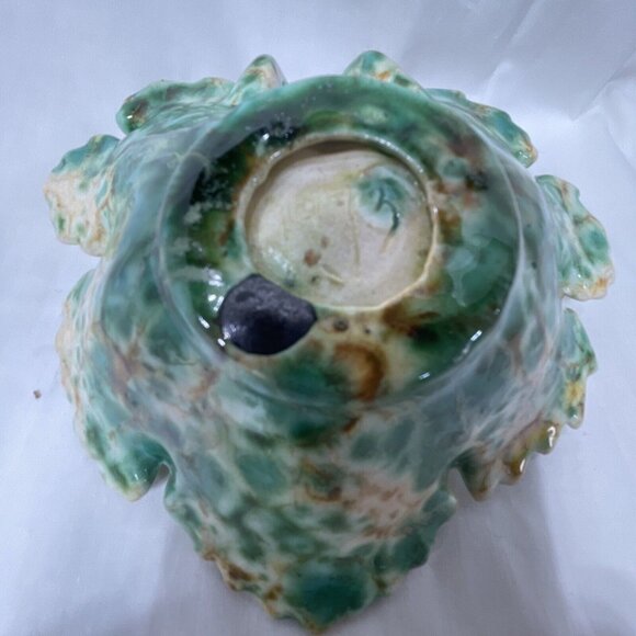 Hobbiest Ceramic Leaf Dish Mottled Glaze 1993 Vintage Retro Boho Candy Trinket - Picture 3 of 8